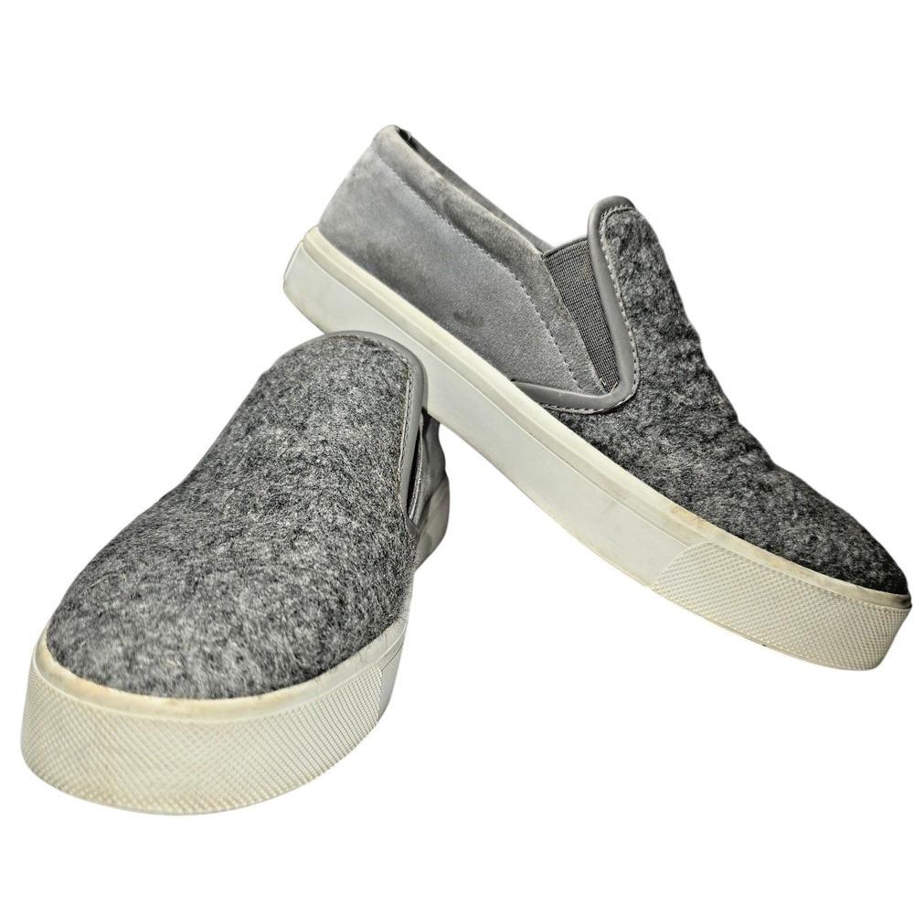 Vince Knit Leather Sneakers Gray Slip-On Shoes Textured Casual Preppy Womens 7.5